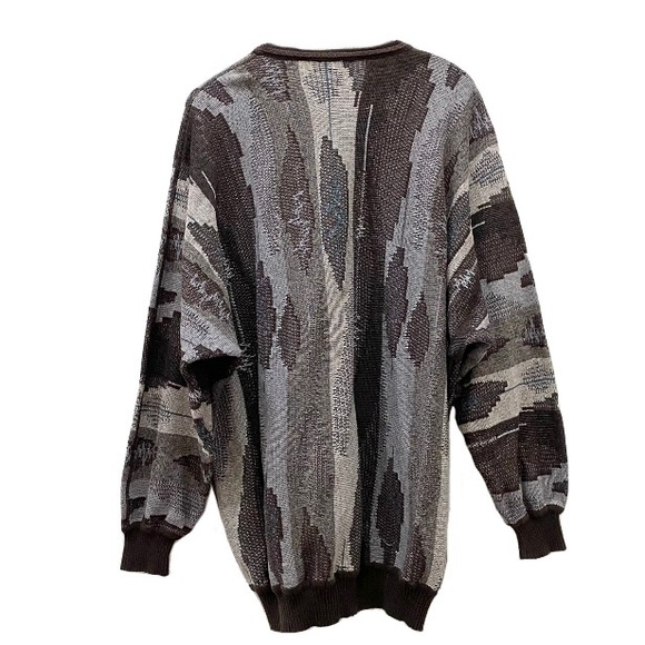 Vintage St. Croix Knits Brown/Gray Abstract Raglan Sleeve Men’s Sweater Size XXL - Picture 2 of 9